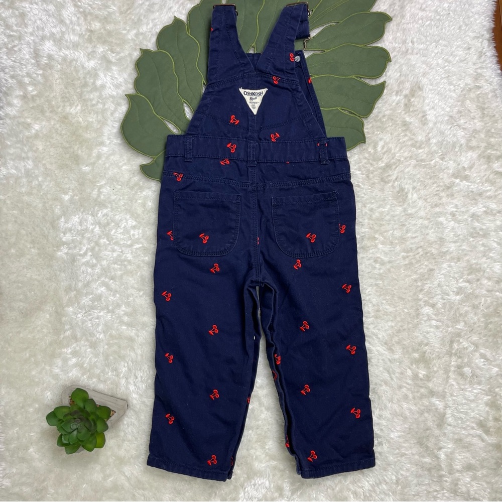 OshKosh B'gosh Navy Overalls with Cherry Embroidery 24M - Picture 5 of 8